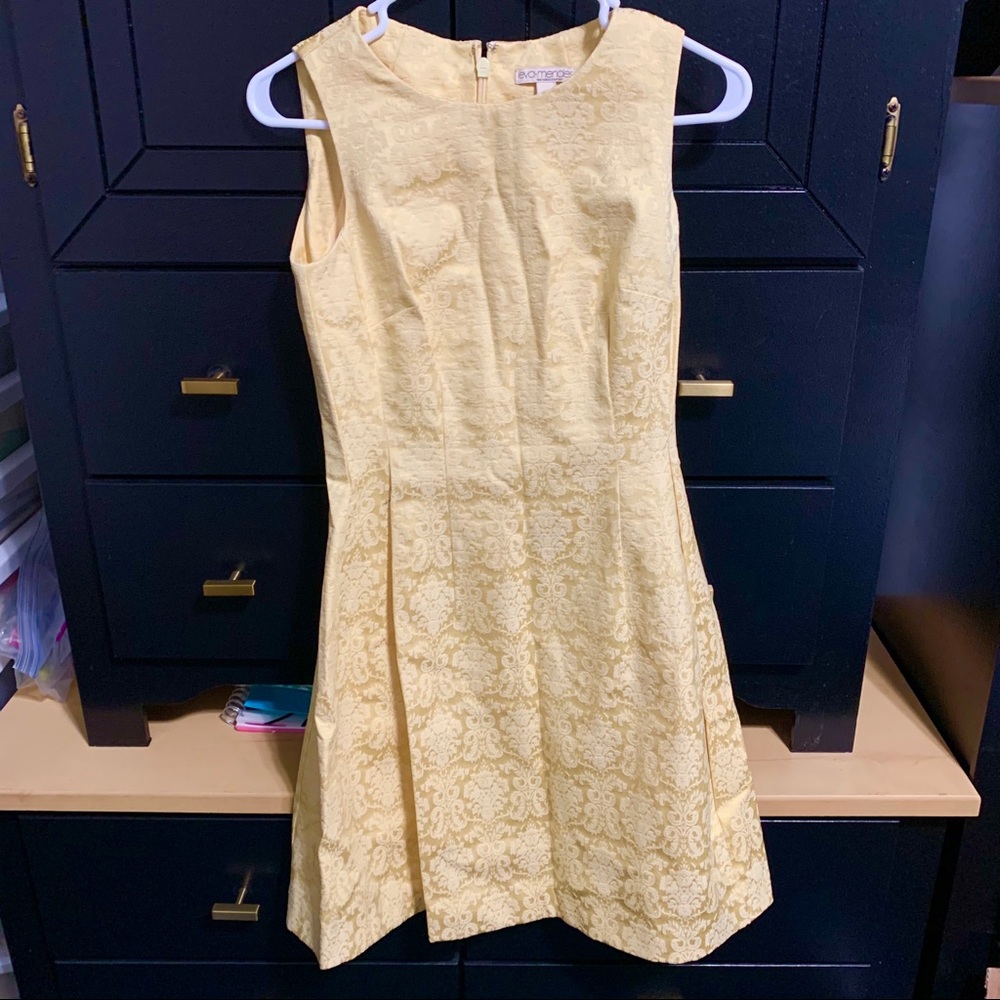New York &Co. Eva Mendes Yellow Jacquard Dress